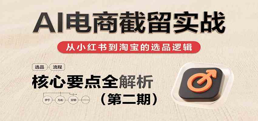 AI电商截留实战，小红书、淘宝等电商平台选品思路及核心要点（第二期）-宇文网创