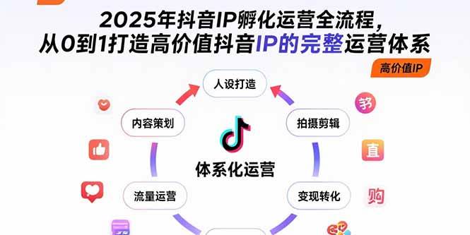 2025年抖音IP孵化运营全流程，从0到1打造高价值抖音IP的完整运营体系-宇文网创