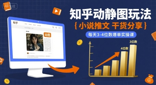 小说推文干货分享之知乎动静图玩法，每天3-4位数爆单实操课-宇文网创