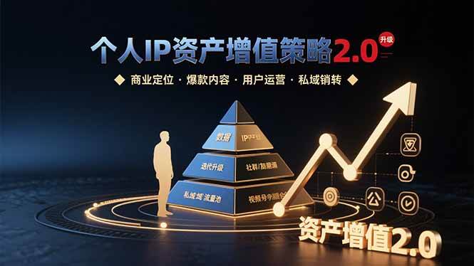 个人IP资产增值策略2.0 拆解商业定位/爆款内容/用户运营/私域销转四大模块-宇文网创