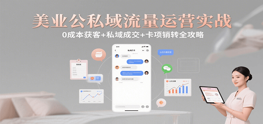 美业公私域流量运营实战：0成本获客+私域成交+卡项销转全攻略-宇文网创