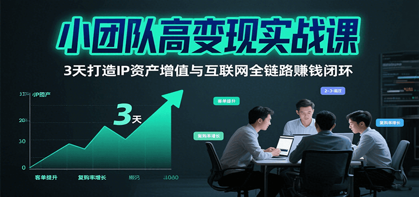 小团队高变现实战课，3天打造IP资产增值与互联网全链路赚钱闭环（第二期）-宇文网创