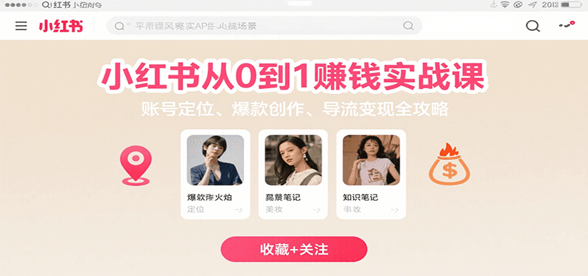 小红书从0到1赚钱实战课：账号定位、 爆款创作 、导流变现全攻略-宇文网创