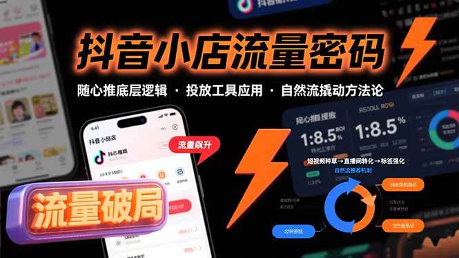 抖音小店流量密码，随心推底层逻辑，投放工具应用，自然流撬动核心方法论-宇文网创