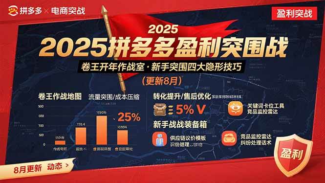 2025拼多多盈利突围战：卷王开年作战室，新手突围四大隐形技巧(更新8月)-宇文网创