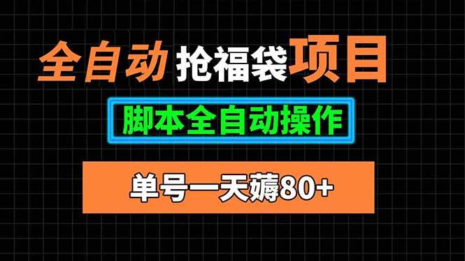 全自动抢福袋项目，单号一天80+脚本全自动操作-宇文网创