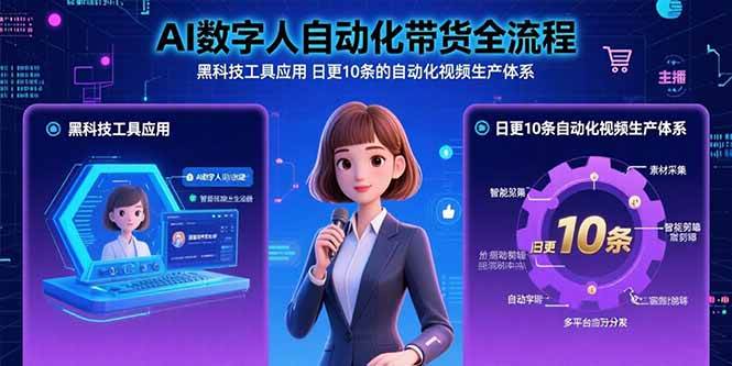 AI数字人自动化带货全流程：黑科技工具应用 日更10条的自动化视频生产体系-宇文网创