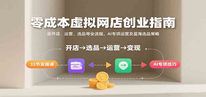 零成本虚拟网店创业指南，含开店、运营、选品等全流程， AI专项运营及蓝海选品策略-宇文网创