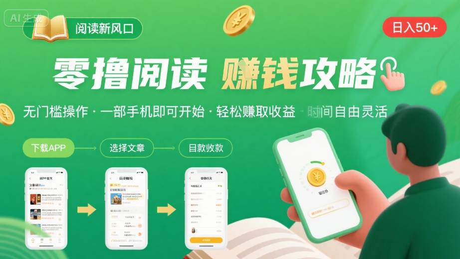 零撸阅读新风口，无门槛轻松挣，一部手机，日入 50-3张【揭秘】-宇文网创