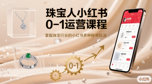 珠宝人小红书0-1运营课程，掌握珠宝行业的小红书多种账号玩法-宇文网创