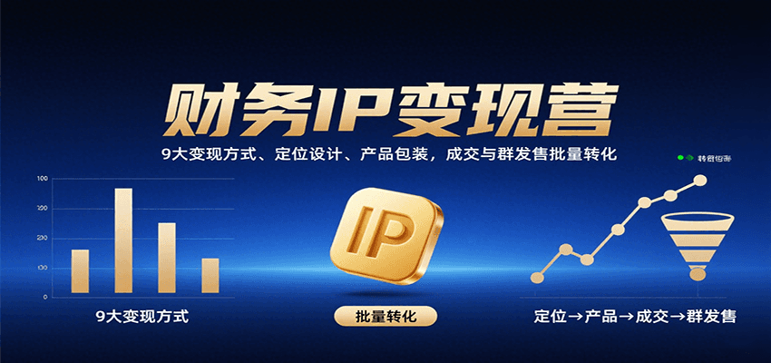 财务IP变现营：9大变现方式、定位设计、产品包装，成交与群发售批量转化-宇文网创