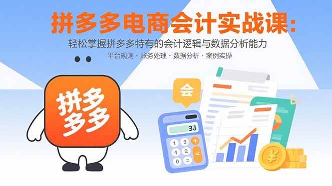 拼多多电商会计实战课：轻松掌握拼多多特有的会计逻辑与数据分析能力-宇文网创