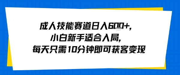 成人技能赛道日入多张，小白新手适合入局，每天只需10分钟即可获客变现-宇文网创