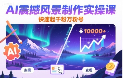 AI震撼风景制作实操课，快速起千粉万粉号-宇文网创
