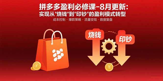 拼多多盈利必修课-8月更新：突破运营瓶颈 实现从烧钱到印钞的盈利模式转型-宇文网创