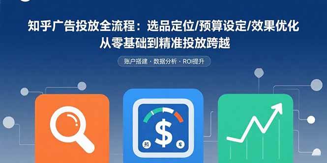 知乎广告投放全流程：选品定位/预算设定/效果优化 从零基础到精准投放跨越-宇文网创