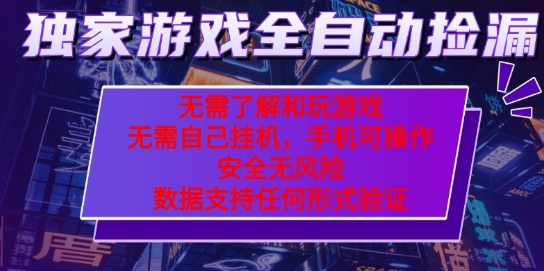 游戏全自动捡漏项目，最新独家玩法，每天操作几十分钟，无任何难度，当天见收益【揭秘】-宇文网创