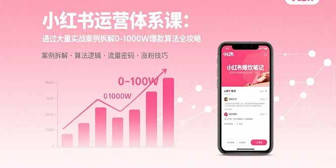 小红书运营体系课：通过大量实战案例拆解0-1000W爆款算法全攻略-宇文网创