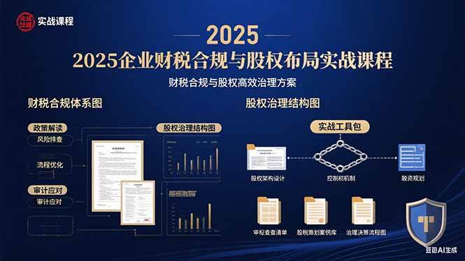2025企业财税合规与股权布局的实战课程：财税合规与股权高效治理方案-宇文网创