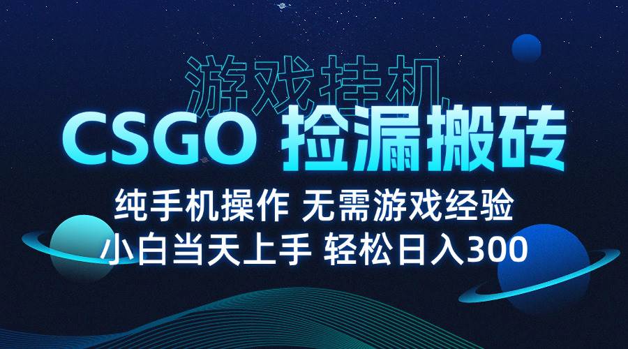 8月最新游戏搬砖，CSGO纯挂机，不需要玩游戏，实现真挂机，月入1W+-宇文网创