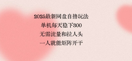 2025最新网盘自撸玩法，单机每天稳下3张，无需流量和拉人头，一个人就可轻松矩阵，全网独一份【揭秘】-宇文网创
