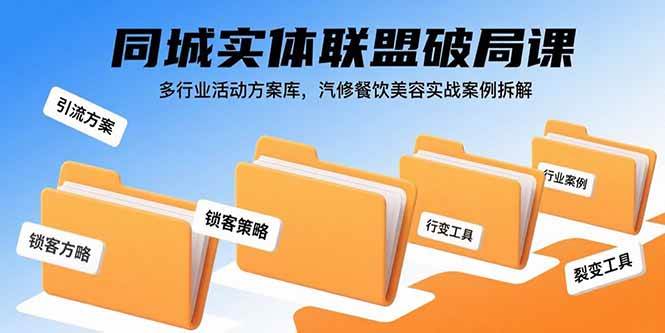 同城实体联盟破局课，多行业活动方案库，汽修餐饮美容实战案例拆解-宇文网创