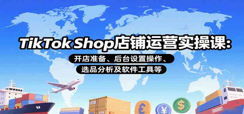 TikTok Shop店铺运营实操课：开店准备、后台设置操作、选品分析及软件工具等-宇文网创