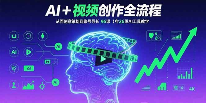 AI+短视频创作全流程：从创意策划到账号增长，96节课(含26项AI工具教学)-宇文网创