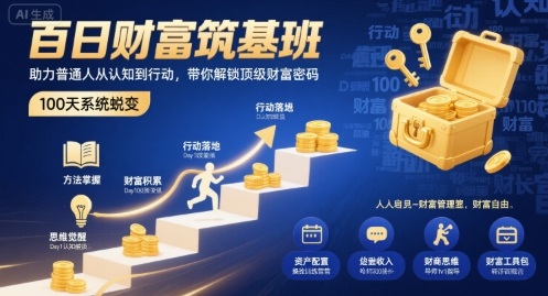 百日财富筑基班，助力普通人从认知到行动，带你解锁顶级财富密码-宇文网创