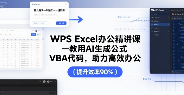 WPS Excel办公精讲课，教用 AI 生成公式，VBA 代码，助力高效办公-宇文网创
