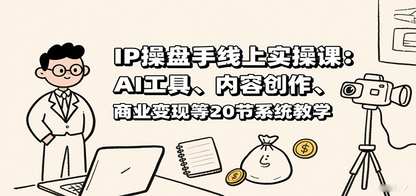 IP操盘手线上实操课：AI工具、内容创作、商业变现等20节系统教学-宇文网创