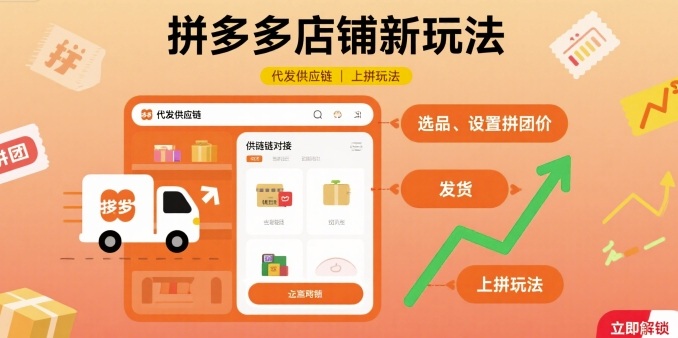 拼多多店铺新玩法，代发供应链上拼玩法-宇文网创