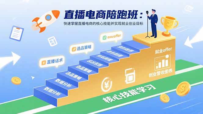 直播电商陪跑班：快速掌握直播电商的核心技能并实现就业/创业目标-宇文网创