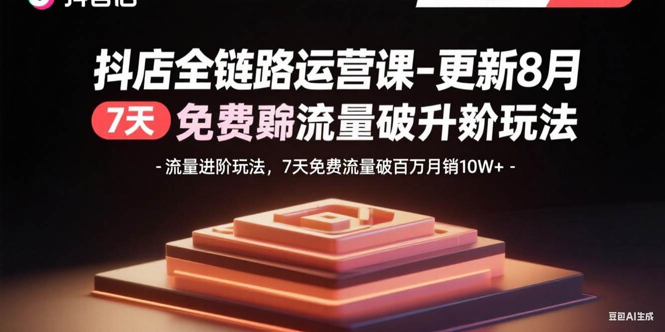 抖店全链路运营课-更新8月：流量进阶玩法，7天免费流量破百万月销10W+-宇文网创