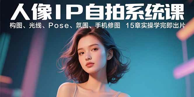 人像IP自拍系统课：构图、光线、Pose、氛围、手机修图 15章实操学完即出片-宇文网创