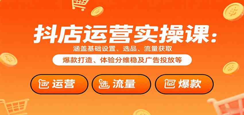 抖店运营实操课：涵盖基础设置、选品、流量获取、爆款打造、体验分维稳及广告投放等-宇文网创