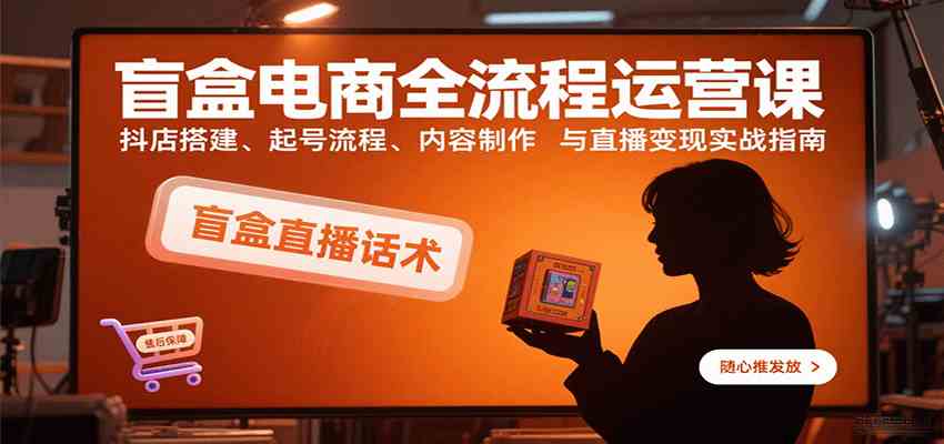 盲盒电商全流程运营课：抖店搭建、起号流程、内容制作与直播变现实战指南-宇文网创