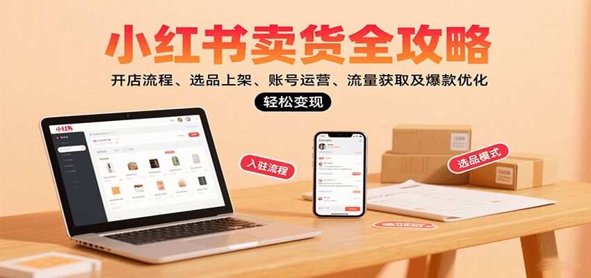 小红书卖货全攻略：开店流程、选品上架、账号运营、流量获取及爆款优化，轻松变现-宇文网创