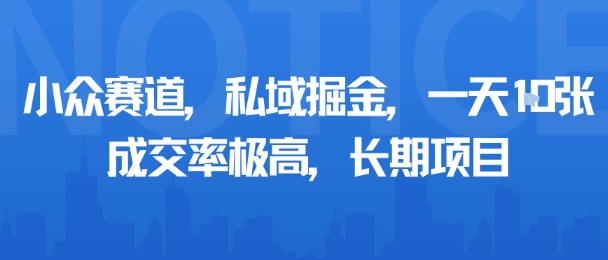 小众赛道，私域掘金，一天多张，成交率极高，长期项目-宇文网创
