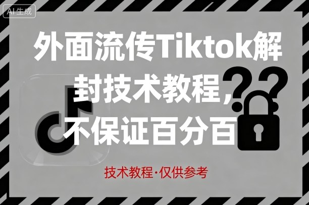 外面流传Tiktok解封技术教程，不保证百分百，具体自测-宇文网创