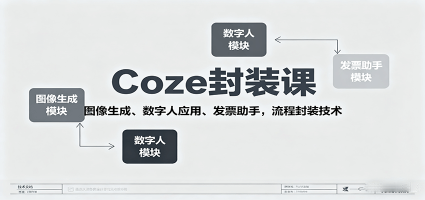 Coze封装课，图像生成、数字人应用、发票助手，流程封装技术-宇文网创