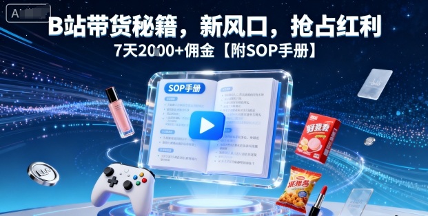 B站带货秘籍，新风口，抢占红利，7天2k+佣金【附SOP手册】-宇文网创