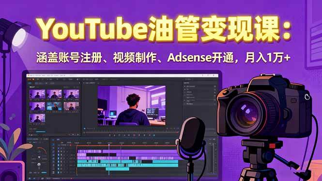 2025YouTube油管变现课：涵盖账号注册、视频制作、Adsense开通，月入1万+-宇文网创