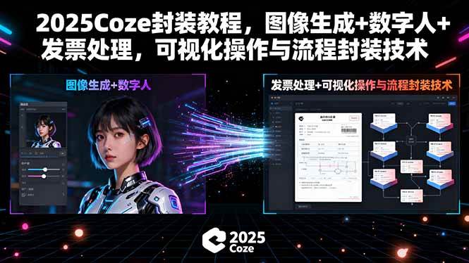 2025Coze封装教程，图像生成+数字人+发票处理，可视化操作与流程封装技术-宇文网创