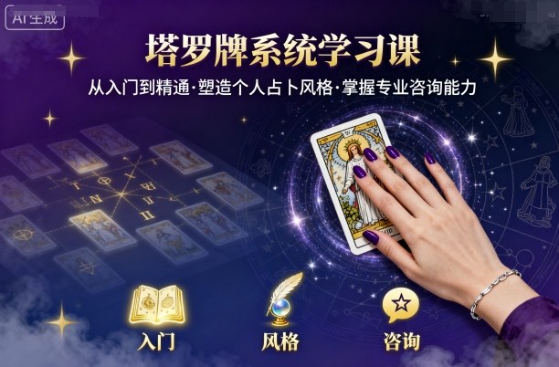 塔罗牌系统学习课，助你从入门到精通，塑造个人占卜风格，掌握专业咨询能力-宇文网创