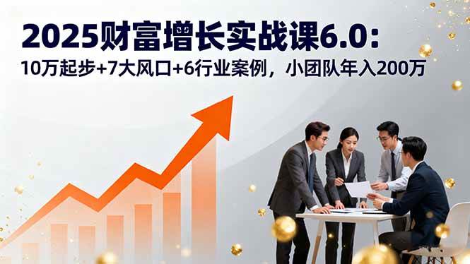 2025财富增长实战课6.0：10万起步+7大风口+6行业案例，小团队年入200万-宇文网创