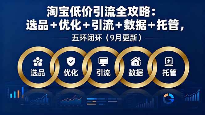 淘宝低价引流全攻略：选品＋优化＋引流＋数据＋托管，五环闭环-宇文网创