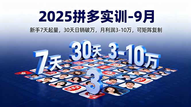 2025拼多多实训-9月：新手7天起量,30天日销破万,月利润3-10万,可矩阵复制-宇文网创