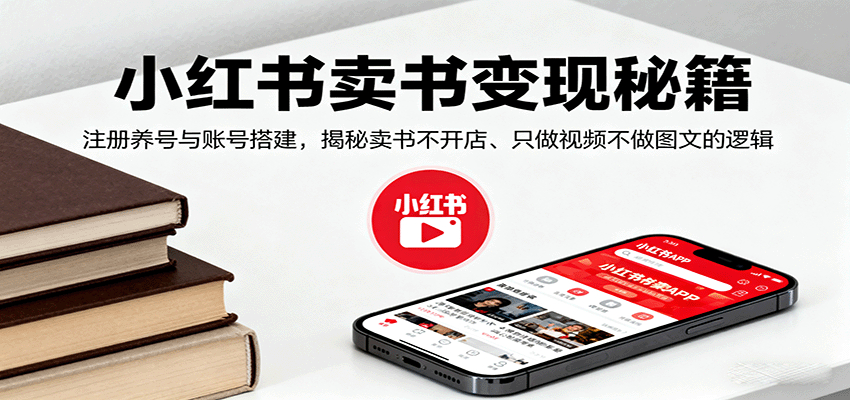 小红书卖书变现秘籍，注册养号与账号搭建，揭秘卖书不开店、只做视频不做图文的逻辑-宇文网创
