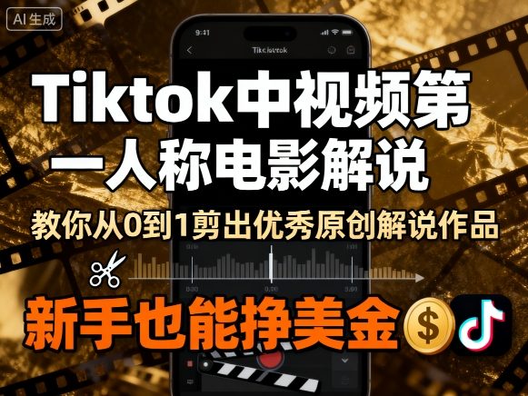 Tiktok中视频第一人称电影解说，教你从0到1剪出一个优秀的原创解说作品，新手也能挣美金-宇文网创